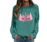 Pull de Noël Femme Drôle Rudolph Renne Imprimé Noel Sweat Rigolo Sweatshirt Manches Longues Ample Sweater Sweats Shirt Christmas Funny Pullover Costume Père Noël Grande Taille (Green, XXL)