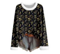 Pull De Noel Femme Grande Taille - Pull féminin Tricot Fair Isle Motif Festif Manches Longues Tunique col Rond Confortable Tenue élégante Hiver Loisir