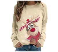 Pull De Noel Femme Grande Taille Sweater Sweatshirts Beau Drole Jumper Chic Vêtements Pulls Women Ado Fille Joli Haut Sexy Adulte Shirt Norl Le Plus Vetement Rigolo Ugly Moche Noël Sweat Christmas