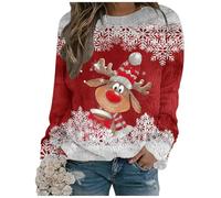 Pull De Noel Femme,Hiver,Sweat De Noel Femme,Oversize,Chaud,Col Rond,Coton,Polaire,Stitch,Chic,Pull Sapin,Chic Et Elegant,Grande Taille,Hiver Chaud,Automne Coton,Automne 2025,Vert,Sexy,Rouge,M