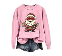 Pull De Noel Femme Imprimé Pere Noël Christmas Sweater Manches Longues Pullover Col Rond Pull Noël Femme Chic Grande Taille Sweat Pas Cher Sweatshirt Décontracté Ugly Sweat-Shirt
