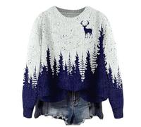 Pull de Noël Femme Imprimé Thématique Hiver Enchanté Col Rond Manches Longues Sweater Tricot Chaud Confortable Tenue Fêtes Casual Détendu Séance Photo Tendance