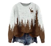 Pull de Noël Femme Imprimé Thématique Hiver Enchanté Col Rond Manches Longues Sweater Tricot Chaud Confortable Tenue Fêtes Casual Détendu Séance Photo Tendance