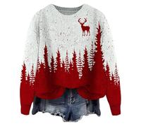 Pull de Noël Femme Imprimé Thématique Hiver Enchanté Col Rond Manches Longues Sweater Tricot Chaud Confortable Tenue Fêtes Casual Détendu Séance Photo Tendance
