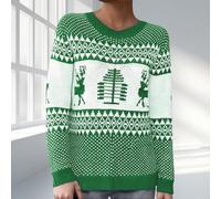 Pull De Noel Femme Lumineux - Pull Femme col Rond Motif Fair Isle géométrique Renne Tricot Hiver Confortable Loisir détente Quotidien