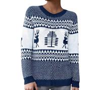 Pull De Noel Femme Lumineux - Pull Femme col Rond Motif Fair Isle géométrique Renne Tricot Hiver Confortable Loisir détente Quotidien