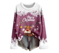 Pull De Noel Femme Lumineux - Pull Femme Tricot Fair Isle Confortable Col du Cou Manches Longues Motif Flocon de Neige Tunique Vacances Fil Doux Hiver Détails Élégants