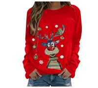 Pull de Noël Femme Manga Lutin Renne - Sweat Polaire Hiver Chaud - Deguisement Père Noël