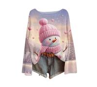 Pull De Noel Femme Mere Noel Sexy Grande Taille Adulte Habit Chemise Lumineux Sapin Sweat Tenue Christmas Soiree T Shirt Cadeau Deguisement Coton Vêtements 2#Rose Clair XL