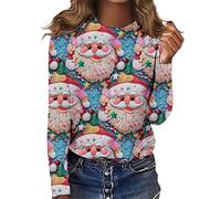 Pull De Noel Femme Moche Col Rond Ugly Sweat-Shirt Imprimé De Noël Sweat Manches Longues Pull De Noël Moche Femme Grande Taille Pullover Pas Cher Sweatshirt Motif Christmas Sweater