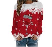 Pull De Noel Femme Moche Pull Noël Famille Assorti Sweat Chaud, Éléments De Christmas Imprimé De Façon Excentrique Col Rond Manches Longues Décontracté Sweatshirt Doux Et Confortable Pullover