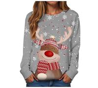 Pull de Noël Femme Moche Sweat Rigolo à Manches Longues Coupe Confortable Sweater Christmas Humoristique avec Thème Fêtes Familiales Sweatshirt avec imprimé Noel Pull Grande Taille