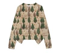 Pull De Noel Femme Musical Renne Oversize Xmas Jacquard Arbre de Noël Imprimé Tunique Top Casual Mignon Chic Automne Neige Sweat Shirts Grande Taille Manches Longues Rigolo Noêl Assorti T-Shirt