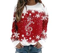 Pull de Noël Femme Note de Musique e Sol Sweatshirt Clé Musicale Noël Pull Musicien Musique Pull de Noël Christmas Sweater Music Xmas Pull Adolescent Fille Pour Décontracté, rouge, S