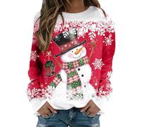 Pull De Noel Femme Pull De Noel Famille Sweat Chaud, Éléments De Christmas Imprimé De Façon Excentrique Col Rond Manches Longues Décontracté Sweatshirt Doux Et Confortable Pullover