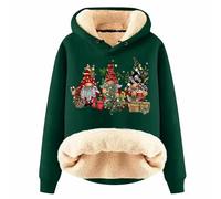 Pull De Noel Femme Pull Noel Femme Sweat Noel pour Les Fêtes Coupe Cool Confortable Hoodie Automne Hiver Fausse Fourrure Polaire Imprimé Chaud Décontracté
