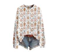 Pull De Noel Femme Rigolo Imprimé Pere Noël Pulls en Tricot Col Rond Sweatshirt Manches Longues Motif Chandail Haut Hiver Chaud Pull Moche De Noël Femme Pas Cher Vintage Sweater Oversize Pullover