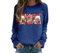 Pull De Noel Femme Rigolo Sweat-Shirt FéMinin sans Capuche à Col Rond Manches Longues Confortable VêTement DéContracté Parfait pour NoëL Tenue Sport Quotidienne