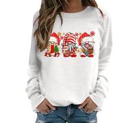 Pull De Noel Femme Rigolo Sweat-Shirt FéMinin sans Capuche à Col Rond Manches Longues Confortable VêTement DéContracté Parfait pour NoëL Tenue Sport Quotidienne