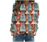 Pull De Noel Femme Sweat 3D Imprimé Père Noël Sweatshirts Imprimé Bonhomme De Neige Tee Shirt Manche Longue Col Rond Femme Hiver Chaud Pullover Imprimé Noël Renne Femmes Pulls Tops Moche De Noel