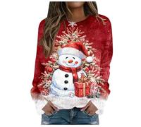 Pull De Noel Femme,Sweat De Noel Femme,Moche,Col Rond,Chic,Hiver Chaud,Vert,Automne Coton,Polaire,Stitch,Oversize,Automne 2025,Coton,Chaud,Hiver,Grande Taille,Pull Sapin,Chic Et Elegant,Rouge,S