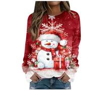 Pull De Noel Femme,Sweat De Noel Femme,Moche,Col Rond,Chic,Hiver Chaud,Vert,Automne Coton,Polaire,Stitch,Oversize,Automne 2025,Coton,Chaud,Hiver,Grande Taille,Pull Sapin,Chic Et Elegant,Rouge,M