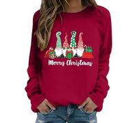 pull de noel femme,sweat de noel femme, vert,coton,chic,pull sapin,grande taille,stitch,hiver,chic et elegant,hiver chaud,oversize,sexy,chaud,col rond,automne 2025,automne coton,polaire,Rouge,S