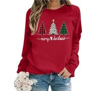 pull de noel femme,sweat de noel femme, vert,coton,chic,pull sapin,grande taille,stitch,hiver,chic et elegant,hiver chaud,oversize,sexy,chaud,col rond,automne 2025,automne coton,polaire,Rouge,S