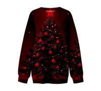 Pull de Noel Femme, Sweat Imprimé Esprit Hiver à Col Rond Décontracté S-XXL | NOËL GRAPHIQUE : forêt, flocons ou carreaux selon le modèle, ce sweat femme donne du caractère à votre tenue de réveillon.
