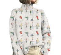 Pull de Noël Femme Sweat Moche de Noel Rigolo Femme Col Roule Drole Chic Grande Taille Ugly Funny Merry Christmas Xmas Sweater Jumper Pullover Sweatshirt Sweatshirts Noel Jumpers Personnalisé M