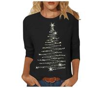 Pull De Noel Femme Sweat Pul en Laine Pulls Noël Drole sans Capuche Le Plus Moche Coton Christmas Sweater Ugly Pull'de Women Rose Col Rond Adulte Shirt Vetement Sweatshirts Joli Chaud Sweatshirt Beau