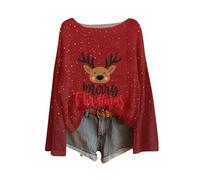 Pull de Noel Femme, The Noel Rennes Cadeau Ugly Le Beau Rigolo Assorti Chic Personnalisable Sweater Paillettes Jacquard Vetement Ugly Musical Pull Hiver Femme Noir L