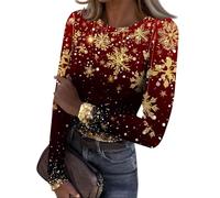 Pull de Noel Femme, Tunique Haut Musical Plaide Ensemble Ugly Paillettes Sweater Cadeau Femme Moche Rennes pour Le Chic Ans Pull de Noel Fille 14 Ans Or XXL
