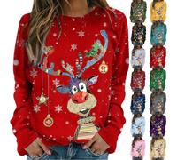 Pull De Noel Femme Ugly Pull Noel Femme Drole Sweat NoëL Moche De Noels Ugly Sweat-Shirt Noels à Manches Longues Et Imprimé Rigolo Christmas Jumper Col Rond Hiver Chaud