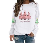 Pull de Noel Femme,Veste moumoute Femme,Shirt de pour Fille, col du Cou, Motif Sapin de, Manches Longues, Sweatshirt pour Les Vacances de Sweatshirt Capuche Filles Noir (White, M) /@
