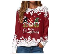 Pull De Noel Femmes Sweater Christmas Funny Pullover Pull De Noel Femme Grande Taille Imprimé Mignon Manches Longues Col Rond Robe Femme Manches Longues Col Rond Confortable Fille Sweat