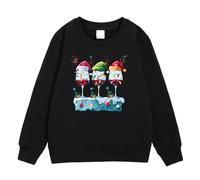 Pull De Noel Fille 12 Ans, Children's Autumn and Winter Christmas Printed Pullover Hoodiefree (Black, 9-10 Years)