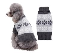 Pull de Noël flocon de neige pour chihuahua, schnauzer, bichon frisé, corgi, bouledogue français, gris, taille S