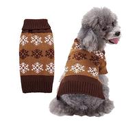 Pull de Noël flocon de neige pour chihuahua, schnauzer, bichon frisé, corgi, bouledogue français (marron, taille L)