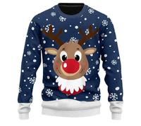 Pull De Noel Grande Taille, Tenue De Noel Homme, Pull À Col Rond Casual Basic 3D Rigolo Cadeau Noël Drôle Ugly Décontracté Pulls Chandail Classique Chemise Tricot Basique Pullover Sweaters