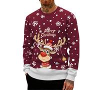 Pull de Noël grossier pour homme, pull de Noël moche pour homme, pull de Noël amusant avec graphique 3D, pull à manches longues et col rond pour adultes, S à 4XL, #06-Bordeaux, M
