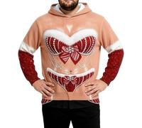 Pull De Noël Homme À Capuche Moche Motif Fantaisie Imprimé Manches Longues | Pull Moche De Noël Jumper Tops Décontracté Pour Les Réunions Et Les Rassemblements Entre Amis
