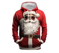 Pull de Noel Homme avec Poche Sweat Noel Homme à Capuche Pull de Noël Homme Moche Père Noël Impression 3D Pull Noel Pulls de Noël Ugly Christmas Sweater Hiver Casual NoëL Sweats (Red-5, XL)