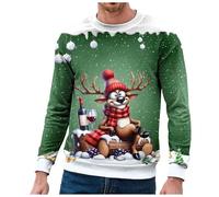 Pull de Noel Homme-Cadeau Noël 3D Pull Moche Noel Rigolo Femme Pull Père Noël Renne Homme Drole Pull de Noel Femmes Ugly Christmas Jumper Pull de Noel Cerf Moches Pullover Moche Sweat Shirt Noel