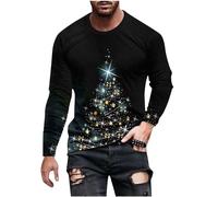 Pull de Noel Homme Chemise à Manches Courtes Sweat 3D Imprimé Arbre de Noël Pullover Christmas Festival Fête Homme Pulls Imprimé Note de Musique Tops Imprimé Flocon de Neige Pull Moche de Noel Homme