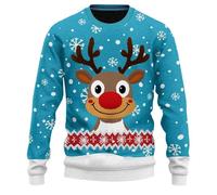 Pull De Noël Homme Chic, Ugly Christmas Sweater, Pull À Col Rond Casual Basic 3D Rigolo Cadeau Noël Drôle Ugly Léger Pulls Chandail Classique Chemise Tricot Basique Pullover Sweaters