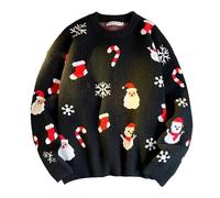Pull De Noel Homme Col Rond, Pull Chaud Homme Manches Longues Décontracté Coupe Ample Noël Jacquard Sweater Chic Et Élégants Classiques Tempérament Pullover Automne Hiver Polyvalent Chandail
