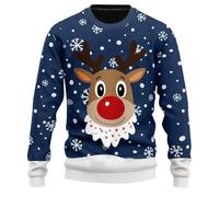 Pull De Noel Homme Col Rond, Pull Chaud Homme Manches Longues Grande Taille Coupe Slim Noël Pullover Chic Et Élégants Décontracté Doux Confortable Sweater Classiques Polyvalent Automne Hiver Chandail
