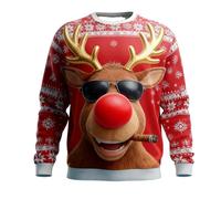 Pull de Noel Homme Design Créatif en Relief 3D Représentant Le Père Noël Col Rond À Manches Longues Pullover Sweatshirts Mode Funny Grande Taille Hauts sans Capuche Sweatshirts pour Le Réveillon