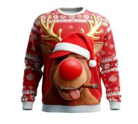 Pull de Noel Homme Design Créatif en Relief 3D Représentant Le Père Noël Col Rond À Manches Longues Pullover Sweatshirts Mode Funny Grande Taille Hauts sans Capuche Sweatshirts pour Le Réveillon